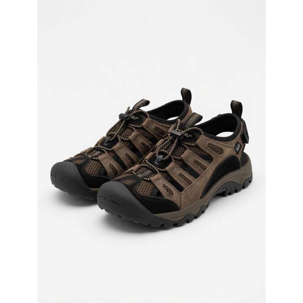Khombu Closed Toe Fisherman Sandals Mens Sz 9 M Brown Leather Active Gorpcore EU